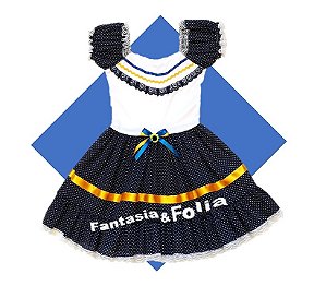 Vestido junino poás e girassol infantil