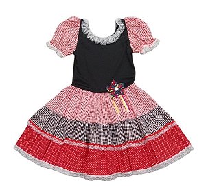 Vestido junino blusa preta infantil