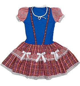 Vestido junino xadrez babadinho na blusa juvenil - adulto