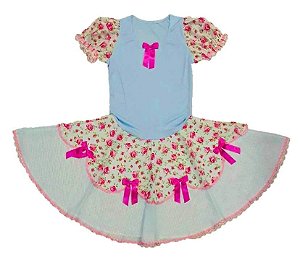 Vestido junino xadrez com floral adulto
