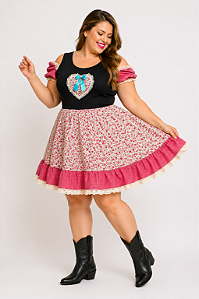 Vestido junino coração plus size