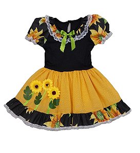 Vestido junino girassol infantil