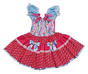 Vestido junino collor com brilho infantil