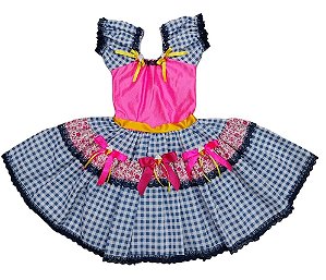 Vestido junino  xadrez ombro a ombro