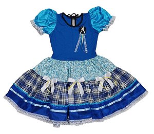 Vestido junino  xadrez floral infantil