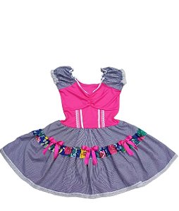 Vestido junino xadrez ombro a ombro