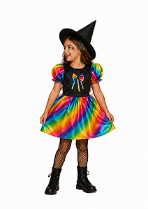 2006 - Vestido Infantil Bruxinha Arco-Íris em Cetim