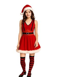 Fantasia Vestido Mamãe Noel adulto