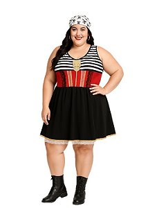 Fantasia Pirata Plus Size Feminina com Lenço