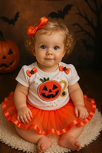 Conjunto Body bebê Dia das Bruxas Primeiro Halloween