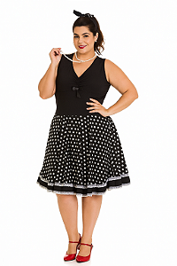 Fantasia vestido Anos 60 plus size com tiara