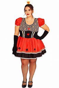 Fantasia vestido Rainha Copas plus size com tiara