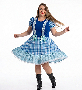 Vestido Junino Plus Size com Babado e Saia Rodada