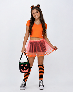 Fantasia Halloween Juvenil Abóbora com Saia de Tule