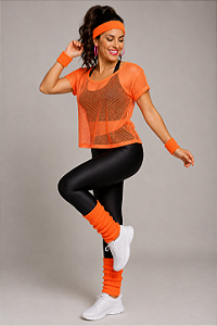 Kit Fantasia Anos 80 Neon Blusa de Tela + Acessórios