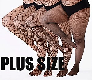 Meia arrastão Plus Size - trama larga