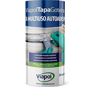 Fita Autoadesiva Aluminizada Tapa Goteira (30 Cm X 10 M) - Viapol