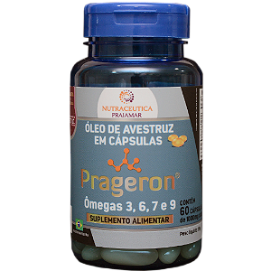 Prageron Óleo de Avestruz - Ômegas 3, 6, 7 e 9 - 60 Cápsulas de 500mg