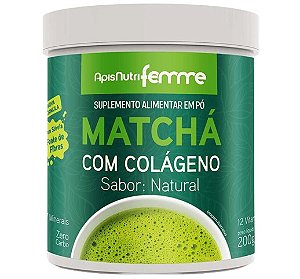 Matchá Com Colágeno 200gr - Sabor Natural - Apisnutri