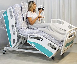 Cama Hospitalar Motorizada Luxo 8 Movimentos com Elevação do Leito e Trendelemburg - 1040 AS