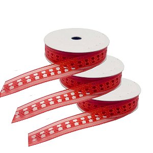 Fita Decorativa Vermelha 100% Naylon 9,14m x 15,6mm