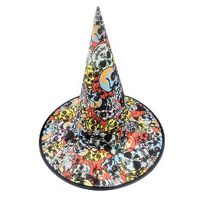Chapéu de Bruxas Com Estampa Caveira