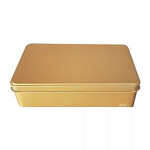 Lata Retangular G Dourada 19x11x4,5cm