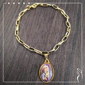 Pulseira Dourada Nossa Senhora das Dores - elo P