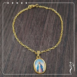 Pulseira Dourada de Nossa Senhora das Graças - elo PP