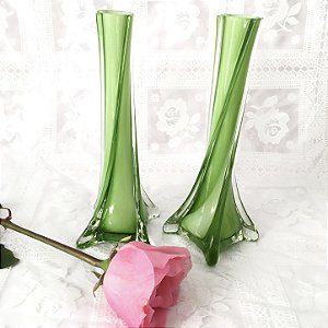 Par de jarros em cristal de Murano cor verde