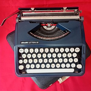 Funcionando Máquina De Escrever Olivetti Lettera 82 Azul Marinho Typewriter