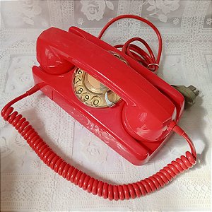 Telefone Antigo Vermelho Disco clássico - Decoração