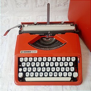 Funcionando Máquina De Escrever Hermes Baby Vermelha Vintage