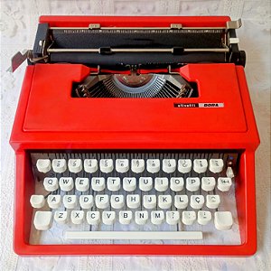 Funcionando Máquina De Escrever Olivetti Dora Vermelha Vintage
