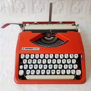 Funcionando - Máquina De Escrever Hermes Baby Vermelha