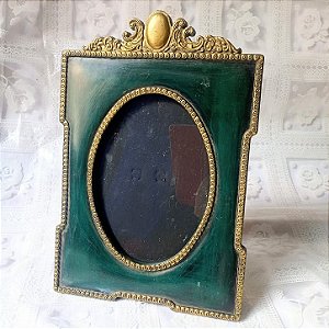 MOLDURA Porta-retrato clássico verde esmeralda e dourado vintage