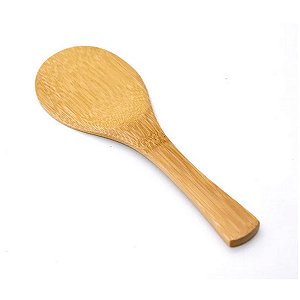 COLHER SHAMOJI De Bambu 20cm Utensílio Para Arroz Japonês - Chamoji Madeira Redonda Para Arroz Sushi Culinária Japonesa