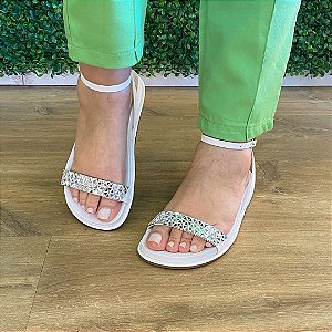 Sandália Papete Birken Renata Mello Branco c/ Strass 831482102