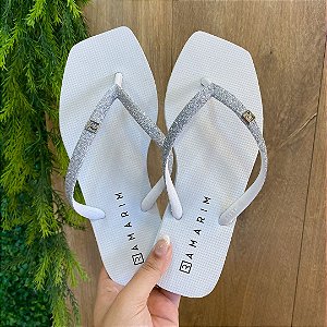 Chinelo Ramarim Branco Glitter Com Solado de Borracha 221233