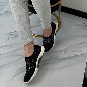 Tênis Meia Modare Preto c/ Brilho 73781151