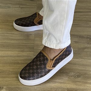 Tênis Casual Feminino Rafitthy Monograma Dark Cacau/ Caramelo Ref 20.35001A1