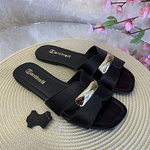 Rasteira Santinelli H Preto em Couro Legítimo 1552085252