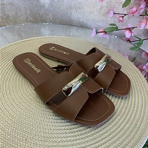 Rasteira Santinelli H Caramelo em Couro Legítimo 1552085252