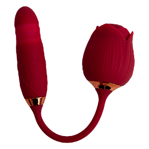 Vibrador Com Sugador E Estimulador de Ponto G Flowers - Importado