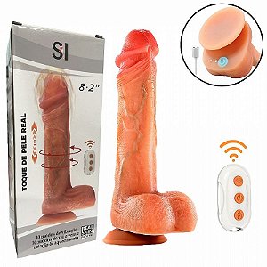 Pênis Realístico Rotativo Vai e Vem e Aquecimento 7 Modos 21x4cm - General Import