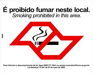 Placa Proibido Fumar Com Lei para o Estado de São Paulo