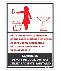 Placa Sinalização Sanitário Com Regras Educativo Feminino