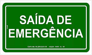 Placa de Sinalização Fotoluminescente Saída de Emergência