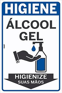 Placa de Sinalização Higiene Use Álcool em Gel Vertical