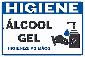 Placa de Sinalização Higiene Use Álcool em Gel Horizontal